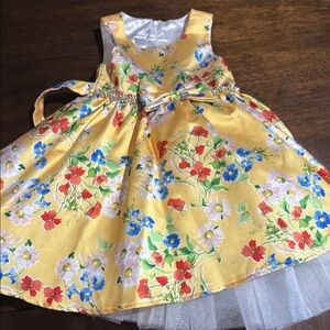 Floral Yellow Dress with Bow